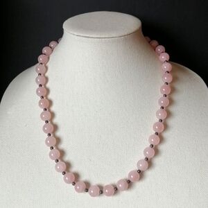 Vintage Milor Italy Long Pink Quartz 925 Sterling Silver Spacer Magnetic Clasp